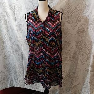 Long bodied sheer blouse